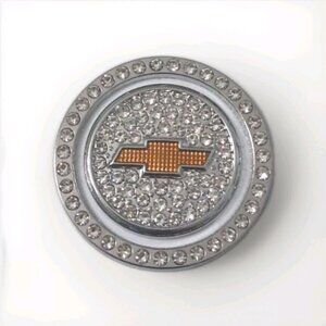 Chevy Emblem 2pc. Metal Car Push Start Button Cover Rhinestone Ring And Cap